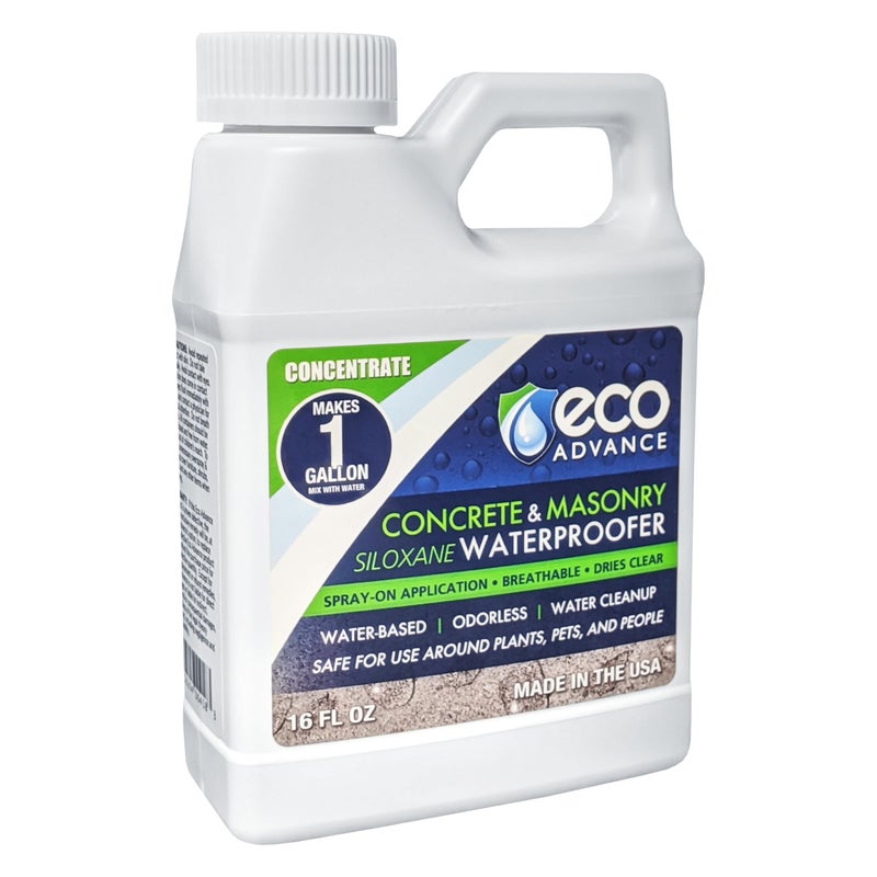 Eco Advance Concrete/Masonry Siloxane Odorless Spray-On Application Waterproofer Concentrate â€“ Makes 1 Gallon, protectant for Concrete, Brick, Stucco, Stone - Non-Toxic Plant, Pet, People Safe - Image 1