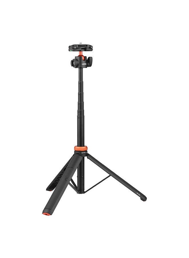 UURIG TP-02 Multi-functional Selfie Stick Tripod Stand with Flexible Ball Head Phone Holder 130cm Max.Height 1/4 Inch Screw Connection for Smartphone Camera Vlog Live Streaming Selfie Video Recording