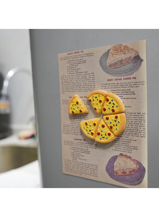 Goolsky 6pcs Combination Pack, Cute Pizza Set Refrigerator Magnets, Resin Creative Food Play Pizza Refrigerator Magnets, Cute and Delicious Food Theme, Creative Decoration, Suitable for Home, Office and Whiteboard  - Image 1
