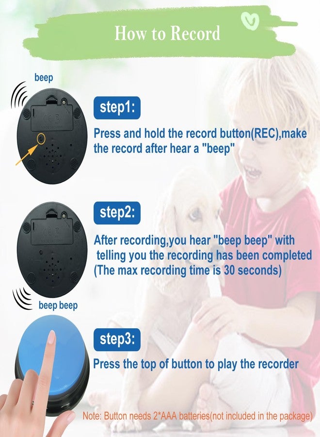 Gelabur Set of 4 Dog Buttons for Communication, Voice Recordable Buttons for Classroom, Dog Training Talking Buttons Starter Set, Pet Easy Speaking Buttons Tools - Image 4