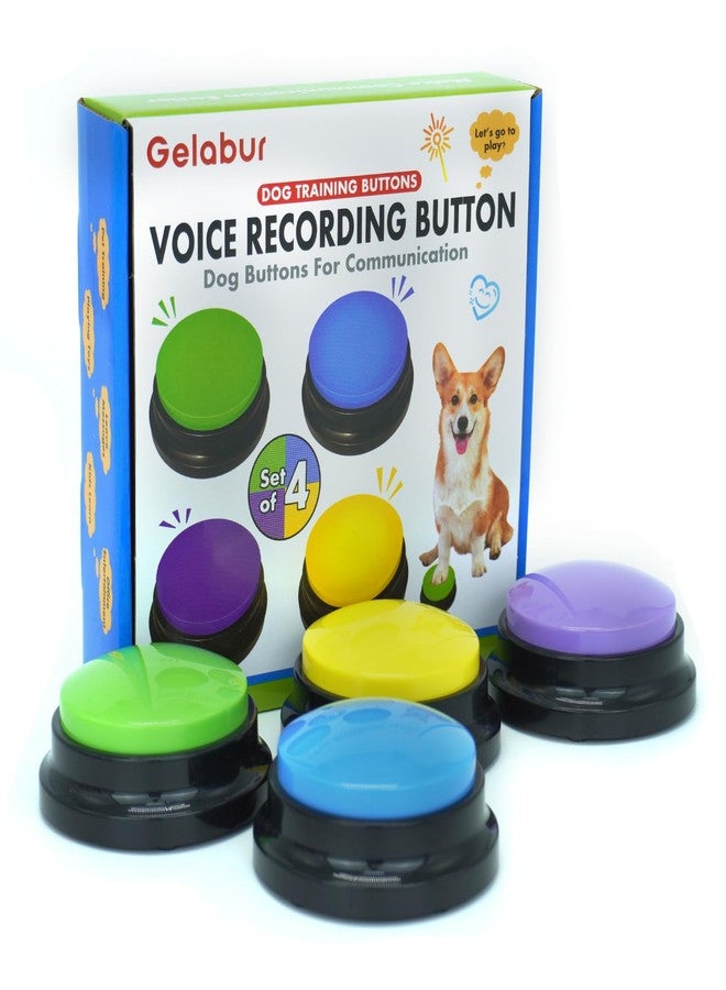 Gelabur Set of 4 Dog Buttons for Communication, Voice Recordable Buttons for Classroom, Dog Training Talking Buttons Starter Set, Pet Easy Speaking Buttons Tools - Image 1
