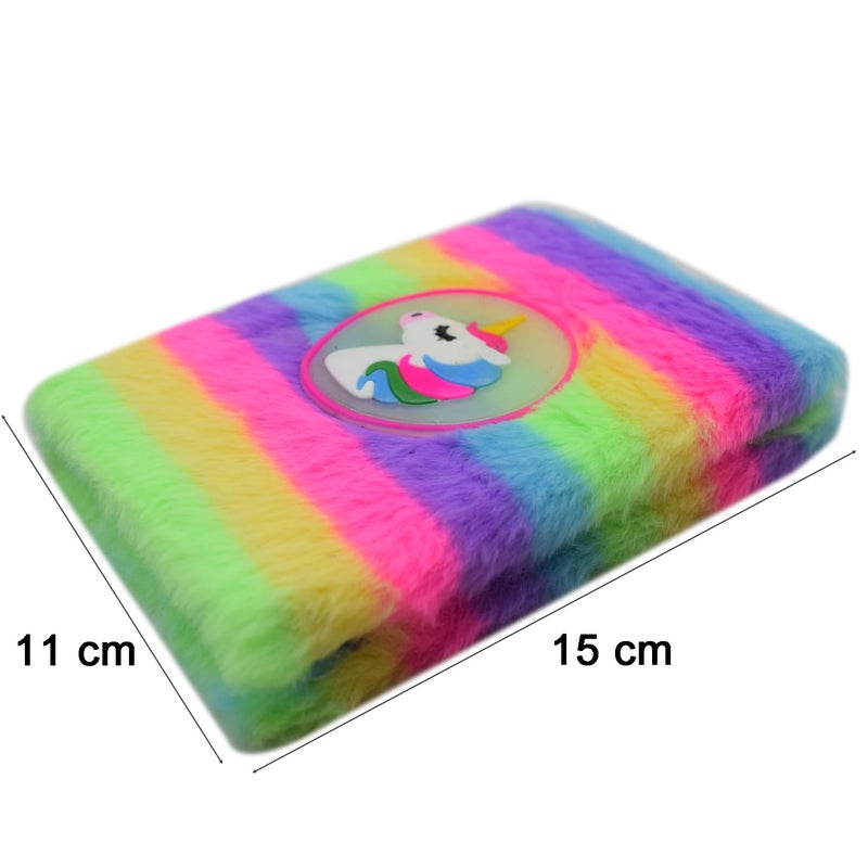 Asera مفكرة صغيرة بحجم الفرو ناعمة وطرية مع ضوء LED وقلم يونيكورن 6 في 1 كهدية عيد ميلاد وهدية عودة (يونيكورن) - Image 3