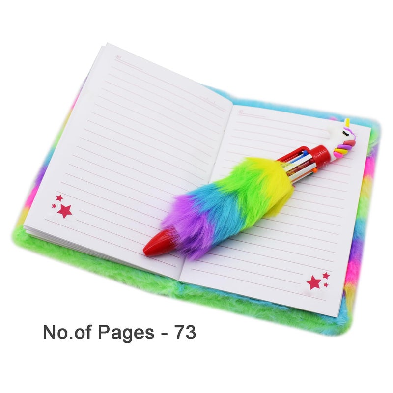 Asera مفكرة صغيرة بحجم الفرو ناعمة وطرية مع ضوء LED وقلم يونيكورن 6 في 1 كهدية عيد ميلاد وهدية عودة (يونيكورن) - Image 4