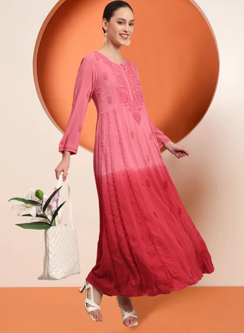 الايا جلابية شيكانكاري مودال مطرزة يدوياً أومبير-AL4018