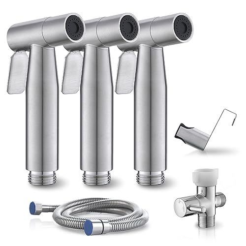 BRITULIF 3 Packs BRITULIF Handheld Bidet Sprayer for Toilet, Hand Sprayer Bidet with Adjustable Jet Spray for Toilet Bidet Handheld Cloth Diaper Sprayer Set Muslim Shower for Bathroom - Image 1