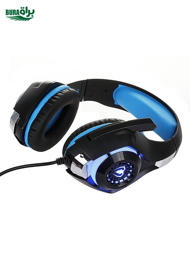 Beexcellent GM-1 Stereo Bass Gaming Wired Headphone with Microphone & LED Light, For PS4, Smartphone, Tablet, PC, Notebook(Blue)