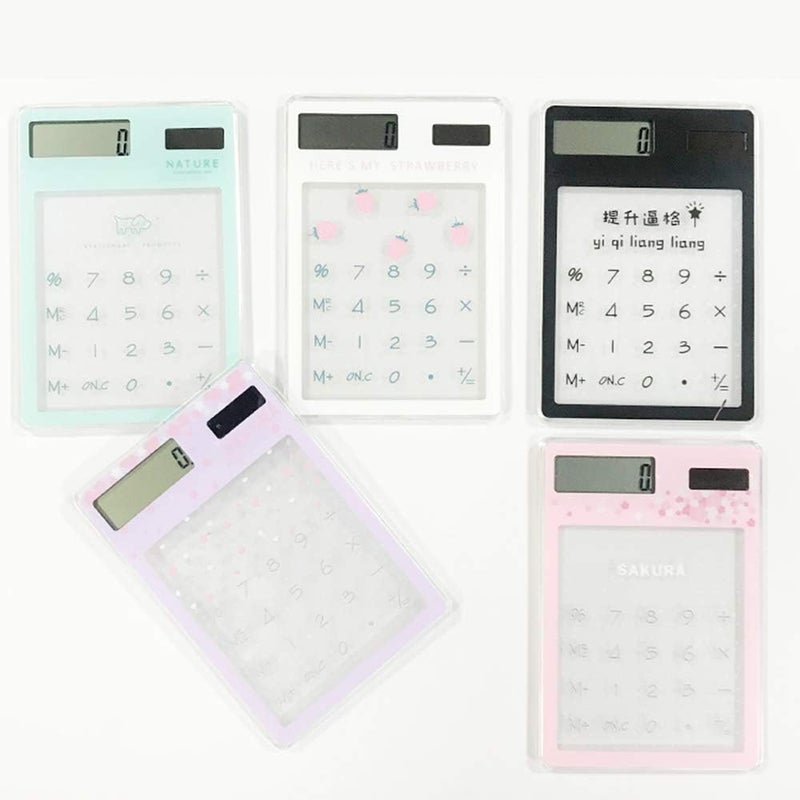 Cute Cartoon Ultra-Thin Transparent Solar Calculator Portable for Children School Office Supplies - Image 5