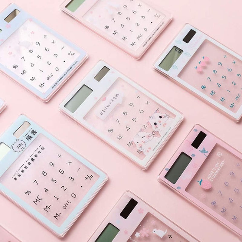 Cute Cartoon Ultra-Thin Transparent Solar Calculator Portable for Children School Office Supplies - Image 2