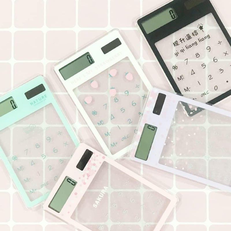 Cute Cartoon Ultra-Thin Transparent Solar Calculator Portable for Children School Office Supplies - Image 3