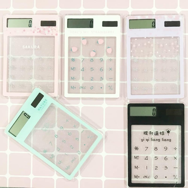 Cute Cartoon Ultra-Thin Transparent Solar Calculator Portable for Children School Office Supplies - Image 4