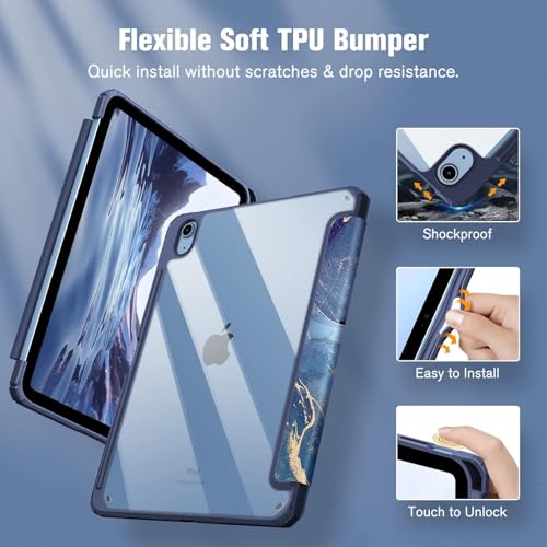 MOCA Case for iPad A16 11th Gen 11 Inch 2025 & iPad 10th Gen 10.9 Inch 2022, Clear Back Cover, TPU Shockproof Frame, Auto Wake Sleep, Slim Transparent Protective Tablet Case (Ocean) - Image 3