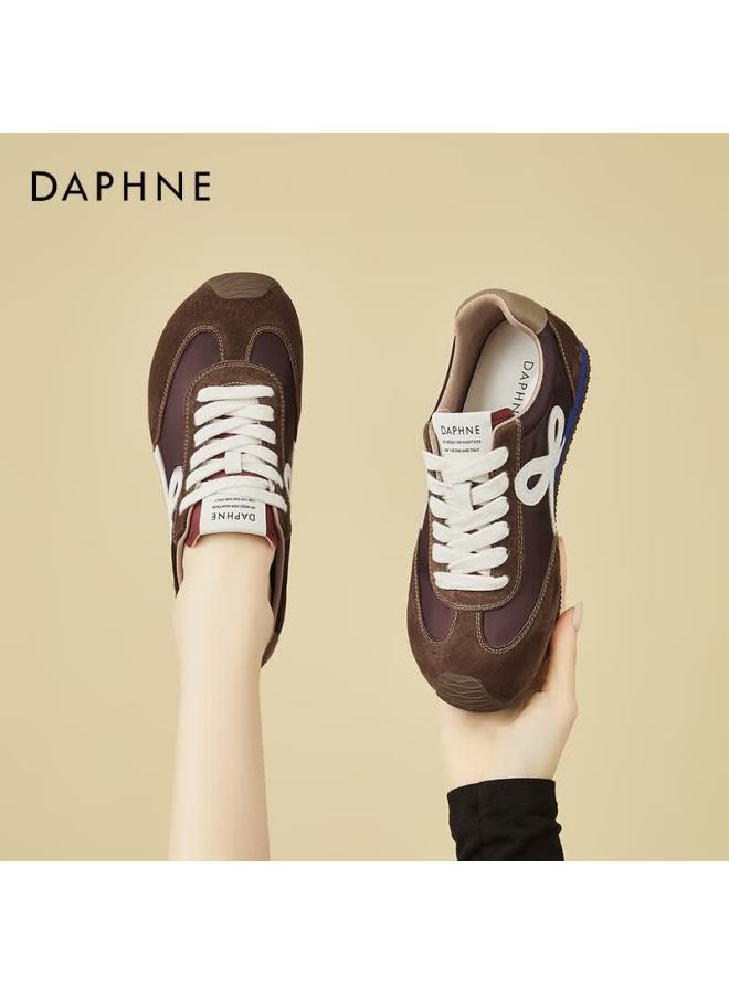 Daphne Vintage German Trainer Women's Flat Versatile Comfortable Fashion Soft Sole Sports Casual Sneakers Coffee Color Size 38 - Image 1