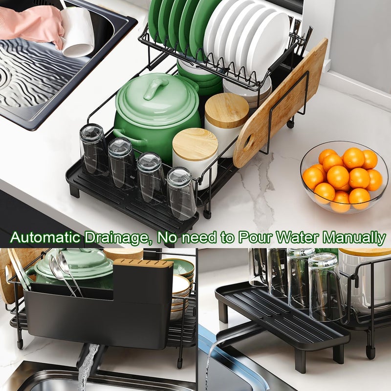 Runnatal Large Dish Drying Rack with Drainboard Set, Stainless Steel Detachable 2-in-1 Large-Capacity 2-Tier Over The Sink Anti-Rust Dish Rack and Dish Drainer for Kitchen Counter - Image 5