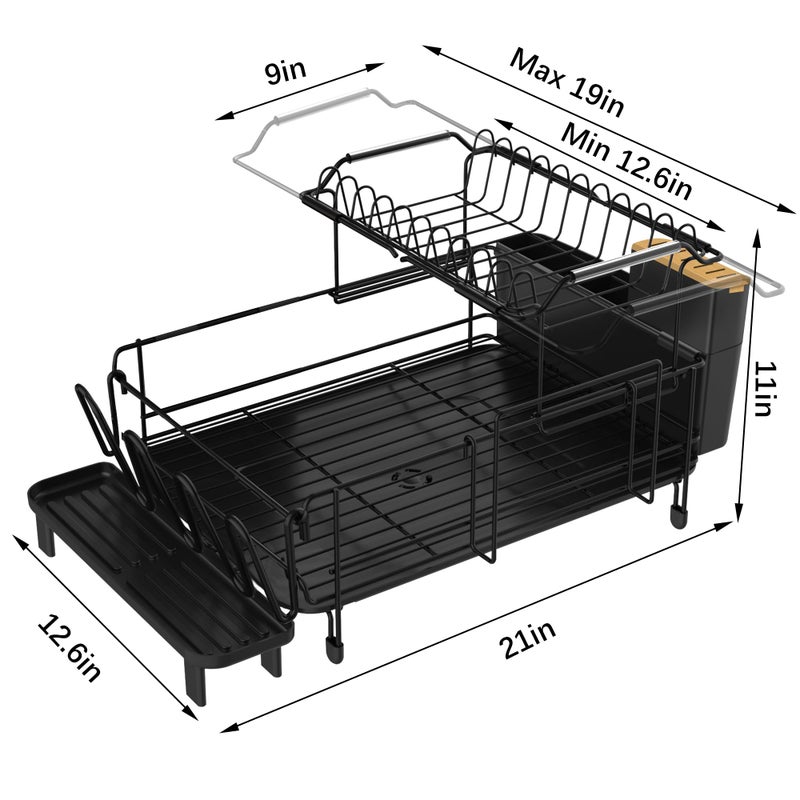 Runnatal Large Dish Drying Rack with Drainboard Set, Stainless Steel Detachable 2-in-1 Large-Capacity 2-Tier Over The Sink Anti-Rust Dish Rack and Dish Drainer for Kitchen Counter - Image 2