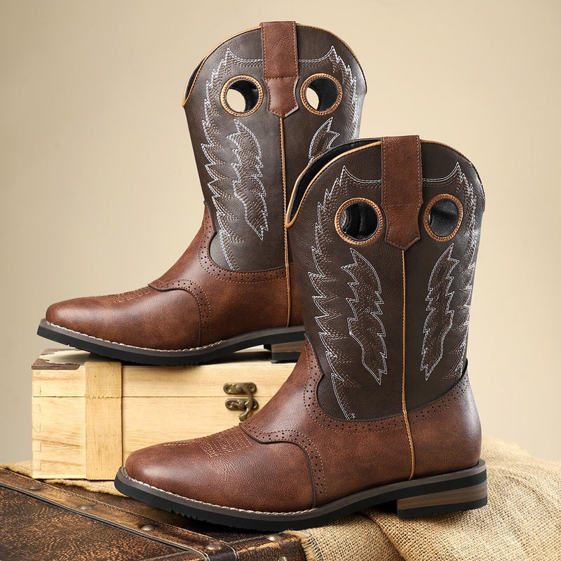 Classic Western Cowboy Boots Vintage Embroidered Leather Boots Casual All-Match Knight Boots Stylish Cowboy Boots American Style - Image 2