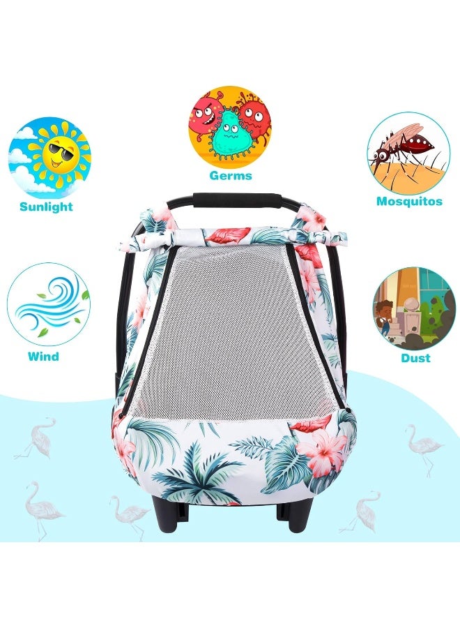 SMTTW Car Seat Cover for Babies, Stretchy Breathable Carseat Canopy, Multiuse Infant Stoller Cover for Baby Boys Girls, Privacy Breastfeeding Coverage Protect Baby from Wind, Sun (Red Cowned Crane) - Image 3