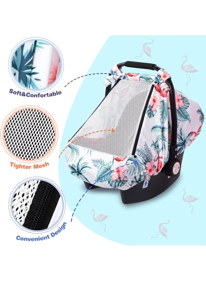 SMTTW Car Seat Cover for Babies, Stretchy Breathable Carseat Canopy, Multiuse Infant Stoller Cover for Baby Boys Girls, Privacy Breastfeeding Coverage Protect Baby from Wind, Sun (Red Cowned Crane) - Image 2