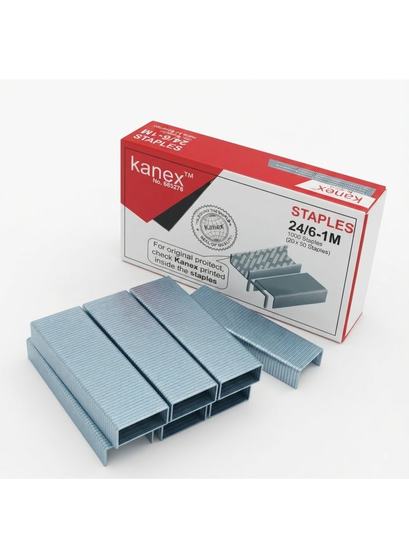 Kanex Original Staple Pins (24/6-1M) - 1000 Staples, High Durability & Rust-Resistant for Perfect Jam-Free Office and School Binding - Image 1