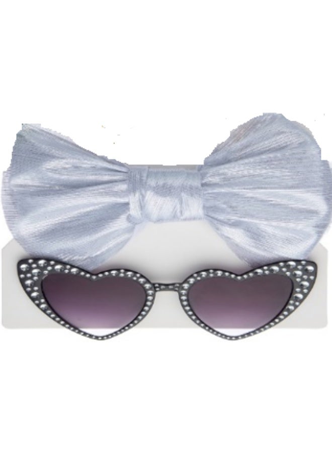 دىدانيالا مجموعة مكونة من نظارة ومشابك شعر على شكل فيونكة للأطفال والفتيات - لون أرجواني