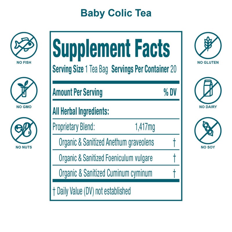 Secrets Of Tea Baby Colic Tea for Gas Acid Reflux Relief Tummy and Sleep  Natural USDA Organic CaffeineFree Herbal Calming Tea for Babies and Newborns  Up to 40 Servings  20 Count1 Pack - Image 2