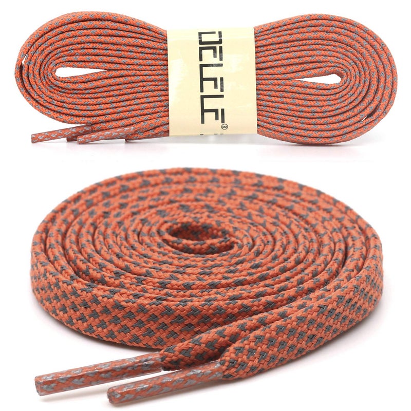 DELELE 2 Pairs Reflective Shoelace Flat Orange Safety Laces for Shoes Sneakers Boots 55 inch - Image 2