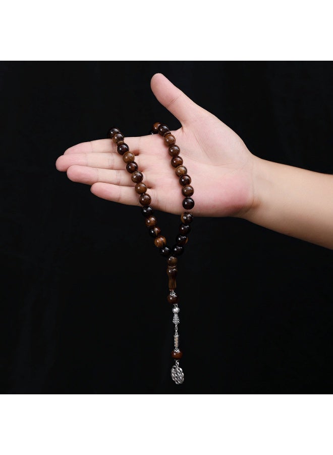 مانجيشان سبحة بنية 33 حبة 12 سم للمسلمين