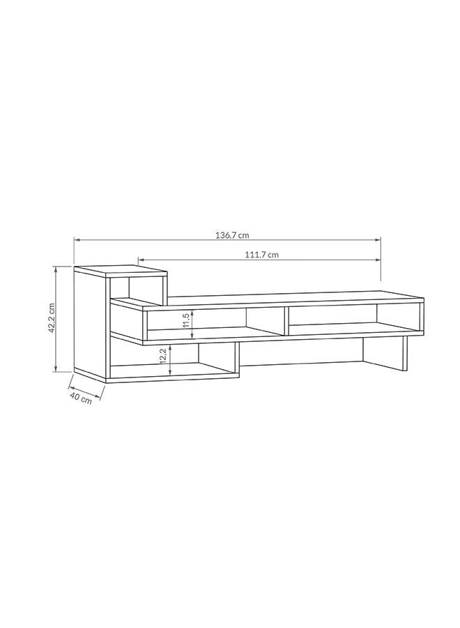 Mourah Home Tetra Modern Tv Unit Up To 43'' Inch Tvs | Spacesaving Tv Stand With Storage | 136.5X40X42 Cm| Light Mocha - Image 3