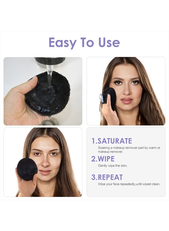 SUNLAND Reusable Makeup Remover Pads for Face,Eyes,Lips Microfiber Face Cleansing Gloves Washable Makeup Remover Cloth with Laundry Bag Rounds Pads - Image 4