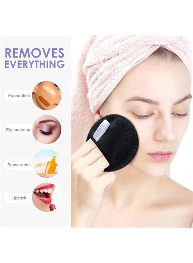 SUNLAND Reusable Makeup Remover Pads for Face,Eyes,Lips Microfiber Face Cleansing Gloves Washable Makeup Remover Cloth with Laundry Bag Rounds Pads - Image 5