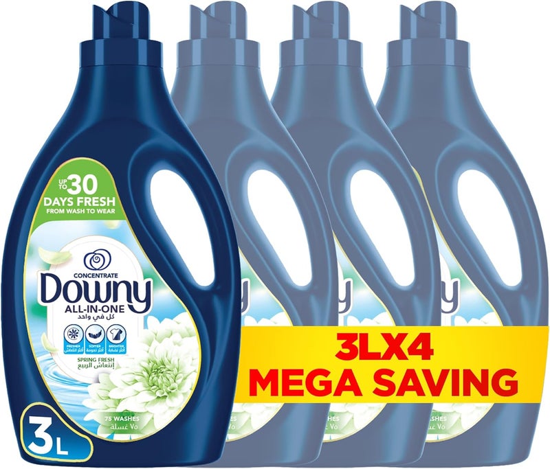 Downy Spring Fresh All-in-One Fabric Softener Concentrate 3L (Pack of 4) - Image 1