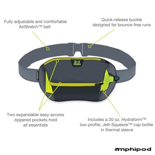 Amphipod Velocity Plus Bottle Pack Storage Hydration Belt 5K10K Endurance Ultra Running Men Women CharViz 20 oz - Image 3
