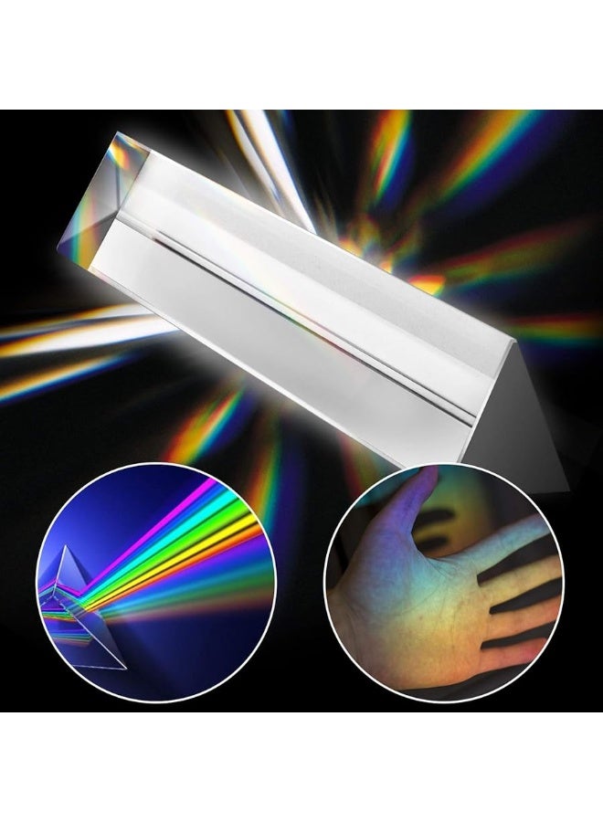 Young4us 2 Pack 6inch Crystal Optical Glass Triangular Prism for Photography Kids Science Teaching Light Spectrum Physics and Taking Photos Pictures Set of 2 150mm - Image 1