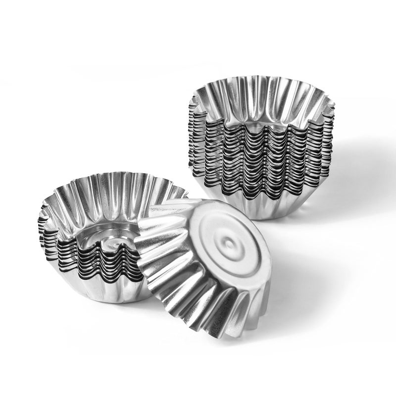 OFXDD Muffin Cups for Kitchen Baking 236 Inch Metal Egg Tart Molds for Baking 30 Pcs Reusable Mini Tart Tins and Cupcake