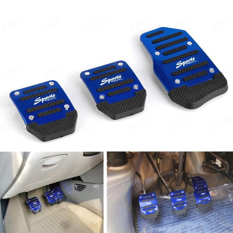 MIZZEO Vehicle Sports Accelerator Brake Clutch Pedal Cover (Pack of 3) Blue Compatible with Nissan Micra (Type-I) 2010-2013 - Image 2