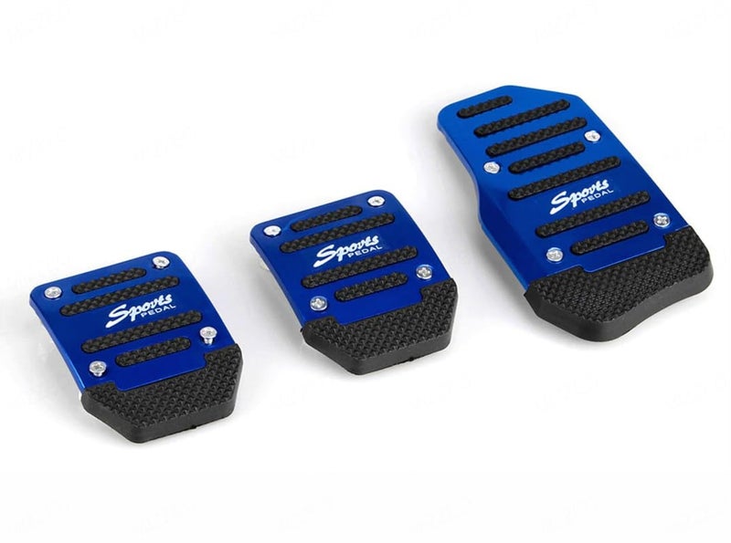 MIZZEO Vehicle Sports Accelerator Brake Clutch Pedal Cover (Pack of 3) Blue Compatible with Nissan Micra (Type-I) 2010-2013 - Image 1