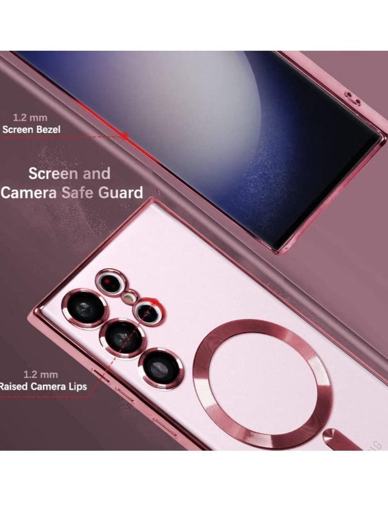 Raxoom Magnetic Clear Case for Samsung Galaxy S23 Ultra with Camera Lens Protector Magsafe Compatible Electroplated Soft TPU Shockproof Anti-Scratch Phone Case - Image 5