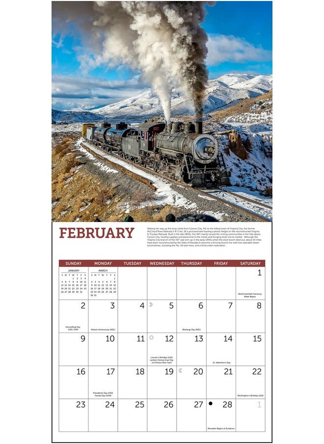 Ziga Media - Steam Trains Wall Calendar 2025, Monthly January-December 12'' X 12" - Image 1