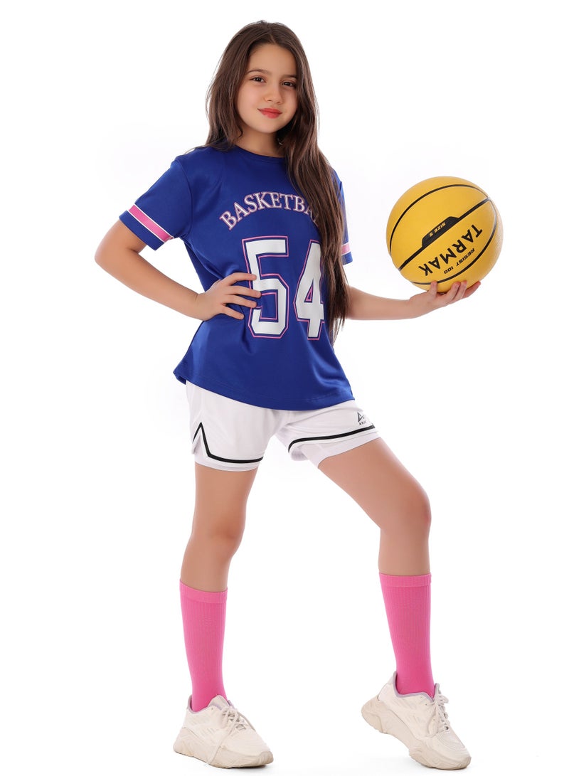 ANJA Girls' Blue Basketball T-Shirt – Comfortable, Short-Sleeve Design - Image 2
