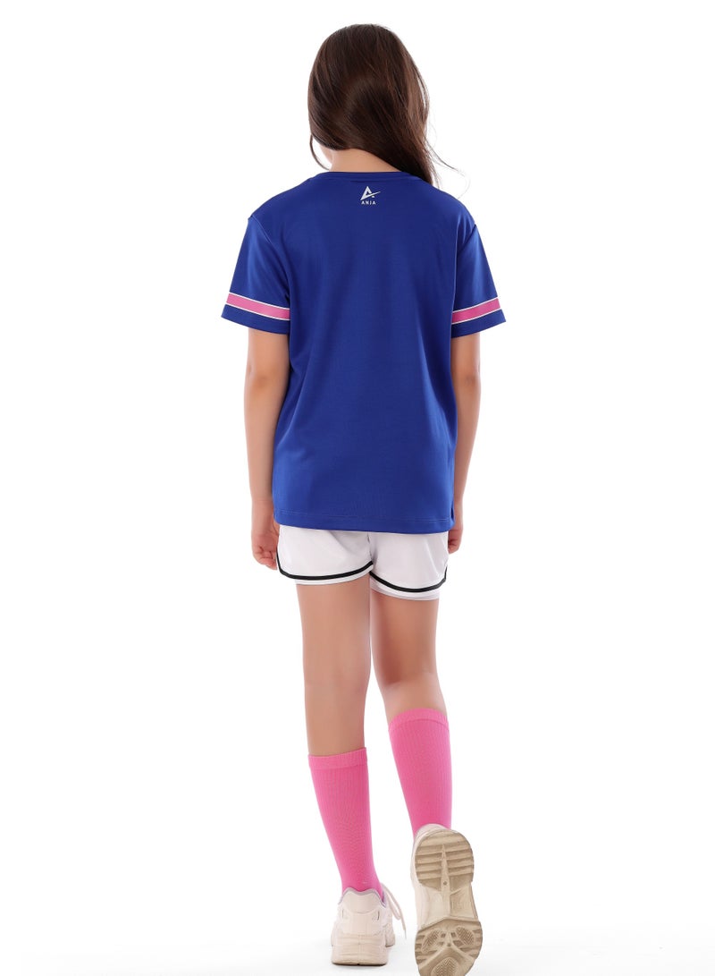 ANJA Girls' Blue Basketball T-Shirt – Comfortable, Short-Sleeve Design - Image 3