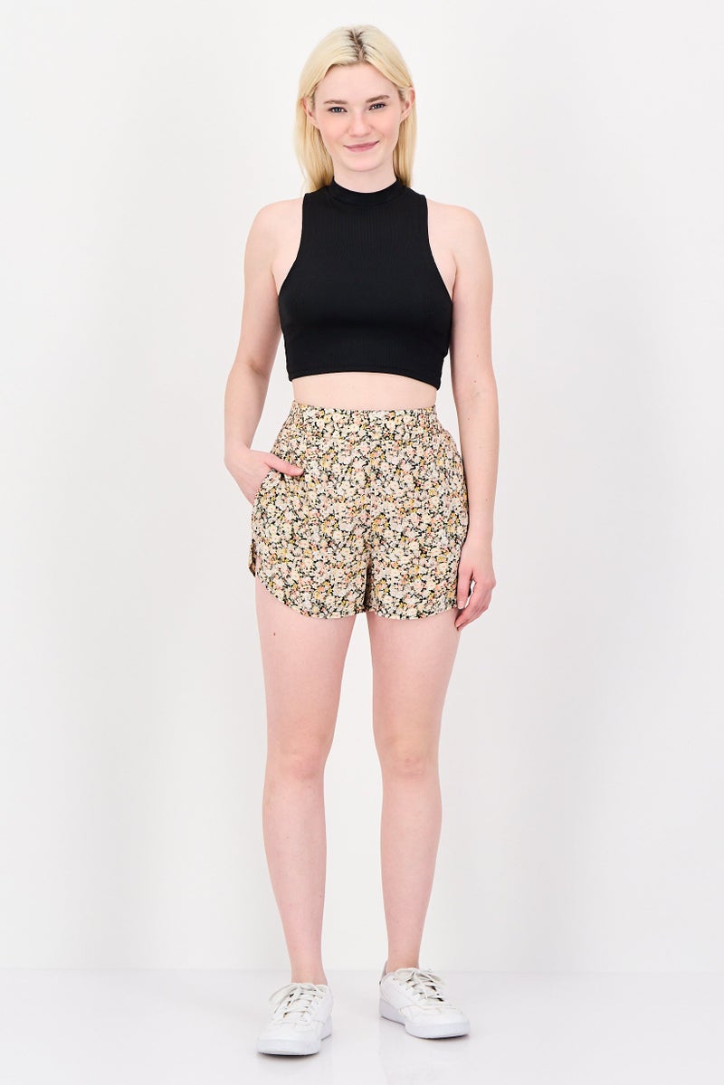 PIECES Women Floral Print Basic Shorts, Multicolor - Image 3