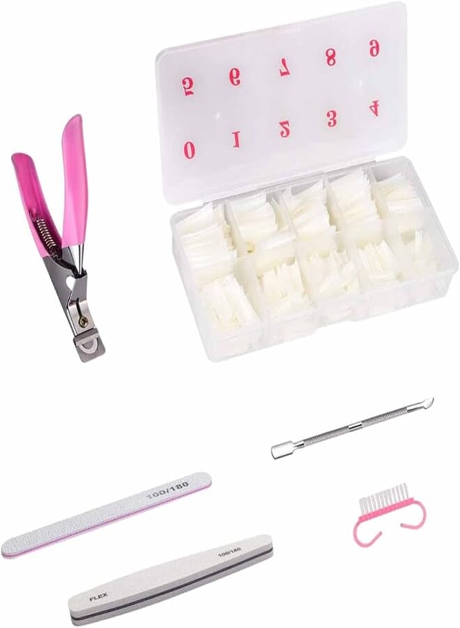 Pack of 500 False Nails, Natural French Acrylic Artificial Nails Tips, Fake False Nails Art for Women Girls Nail Studios DIY