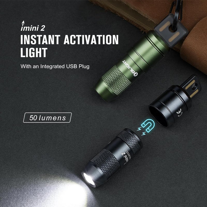 OLIGHT IMINI 2 Tiny Keychain Torch 50 Lumens Rechargeable Quick-Release Keychain Flashlight (Black) - Image 2