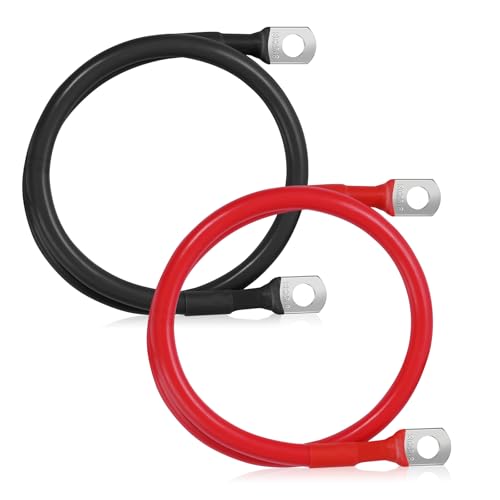 Nicholaus 6AWG 197Inch 50cm Battery Cable Set 1 Positive 1 Negative 516 M8 SC25 Large Terminals 6 Gauge Pure Copper Battery Cables Inverter Cable for Car Solar Marine Lawn Mower - Image 1
