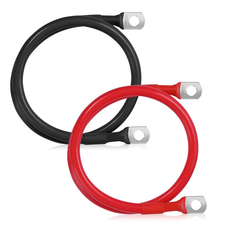 Nicholaus 6AWG 197Inch 50cm Battery Cable Set 1 Positive 1 Negative 516 M8 SC25 Large Terminals 6 Gauge Pure Copper Battery Cables Inverter Cable for Car Solar Marine Lawn Mower - Image 3