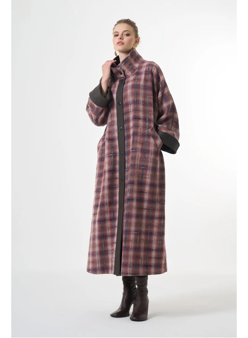 MissWhence Long Wool Patterned Overcoat - Lilac
