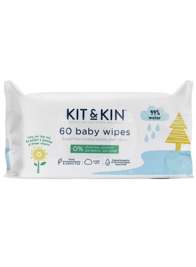 Kit & Kin Biodegradable Baby Wipes 10 x 60 Wipes - Image 2