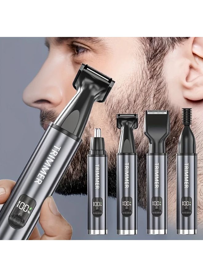 4 في 1 ماكينة تشذيب شعر قابلة لإعادة الشحن للرجال والنساء فضي 3 في 1 شحن عبر USB - Image 5