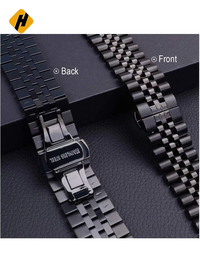 HuHa Compatible with Apple Watch Band 44mm 42mm 40mm 38mm Stainless Steel Heavy Band with Butterfly Folding Clasp Link Bracelet for iWatch Series 6/SE Series 5/4/3/2/1 Men Space Gray 44mm/42mm  - Image 4