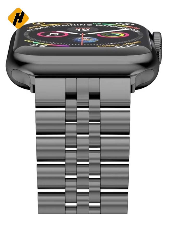 HuHa Compatible with Apple Watch Band 44mm 42mm 40mm 38mm Stainless Steel Heavy Band with Butterfly Folding Clasp Link Bracelet for iWatch Series 6/SE Series 5/4/3/2/1 Men Space Gray 44mm/42mm  - Image 3