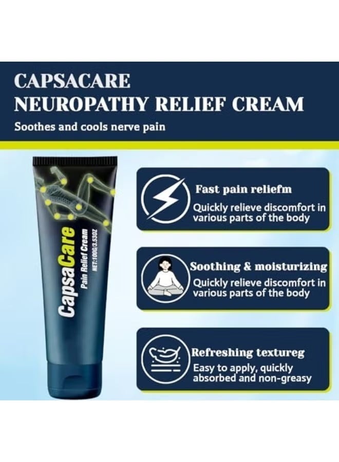 NOVA Capsacare Neuropathy Relief Cream | Nerve Relief Cream with Capsaicin, Arnica, Menthol, and Glucosamine | Relieve Discomfort in Muscles and Joints | Suitable for Feet, Hands, Legs, and Waist 100g (1) - Image 2